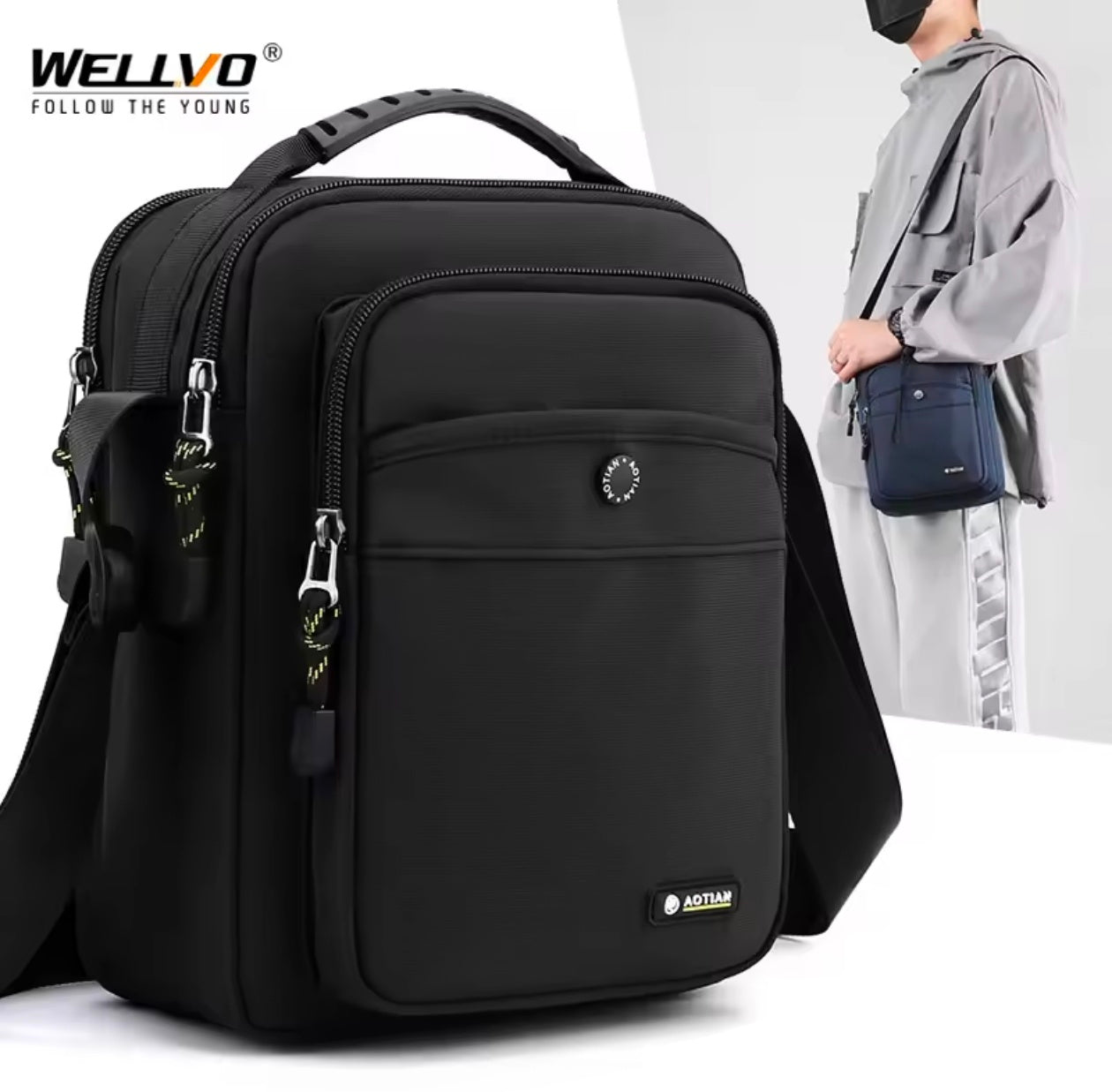 Men's Shoulder Bag Small Messenger Bag Nylon Business bag